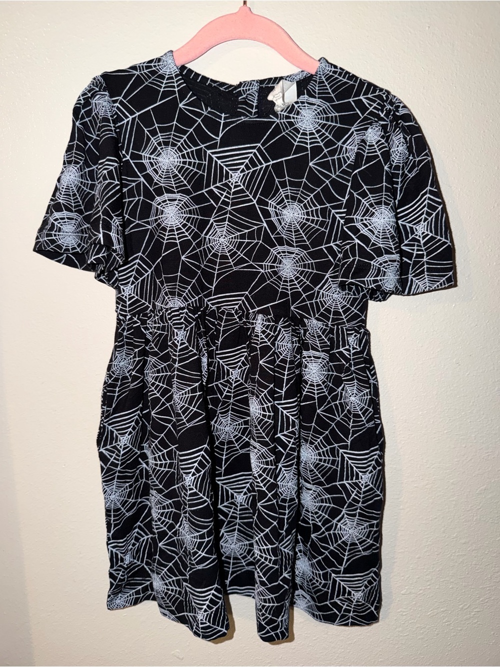 Girls' Black Spiderweb Print Dress - Kid's Dress